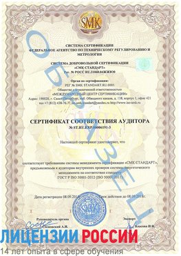 Образец сертификата соответствия аудитора №ST.RU.EXP.00006191-3 Волоколамск Сертификат ISO 50001